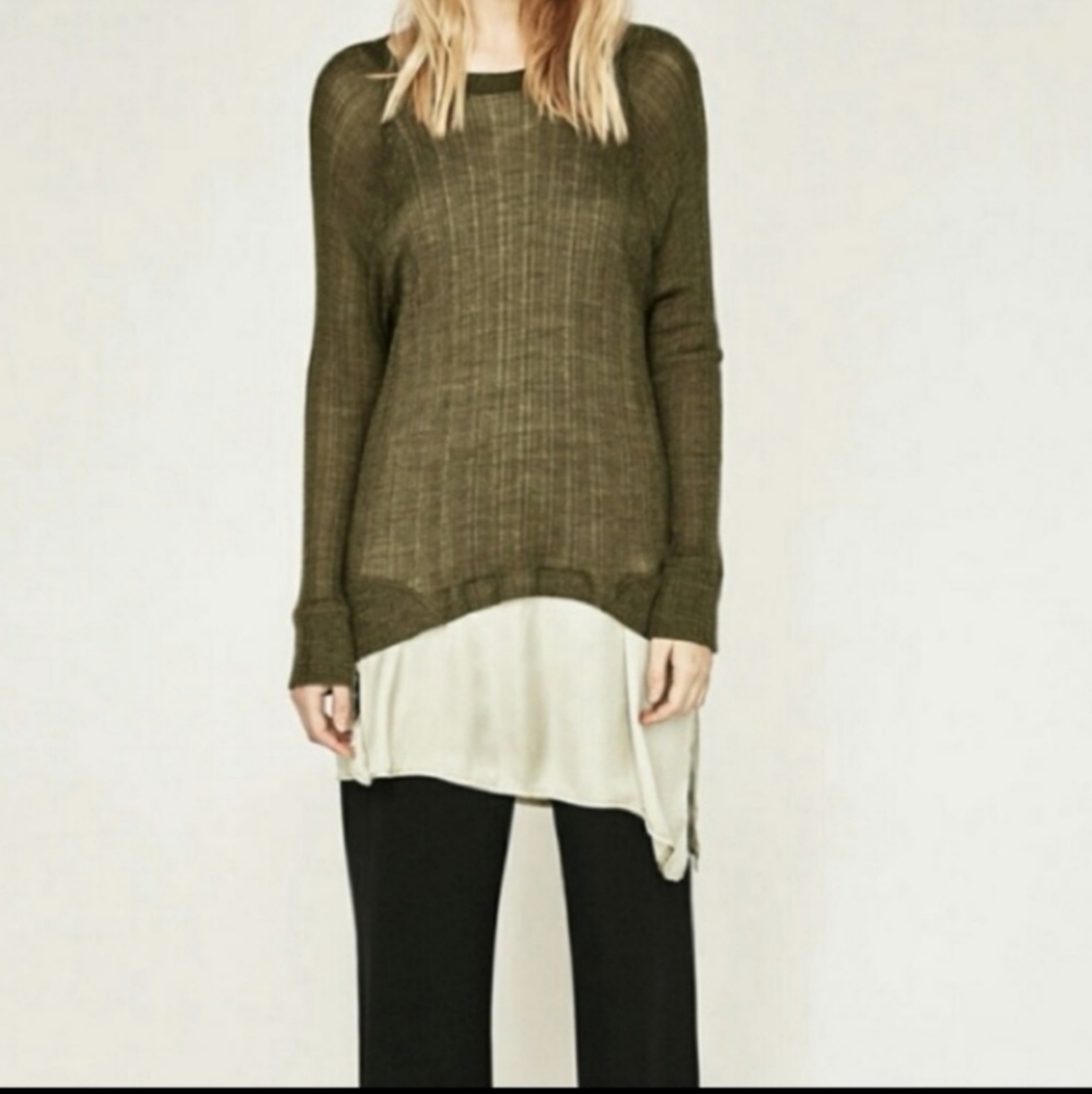 Zara Two Tone Asymmetric double sweater